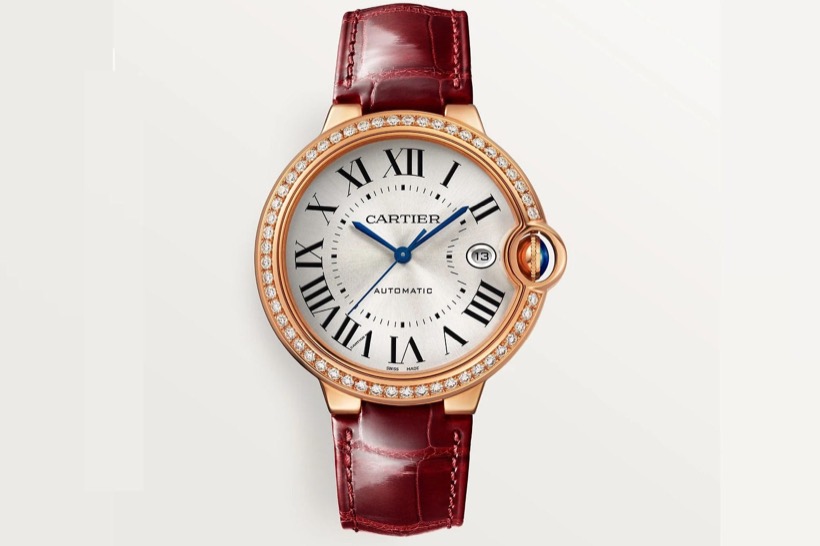 Cartier Ballon Bleu Cuir Bordeaux Gold White Sertie